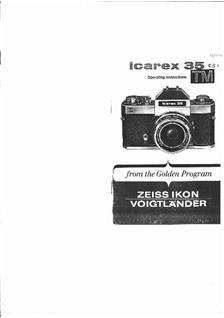 Zeiss Ikon Icarex manual. Camera Instructions.